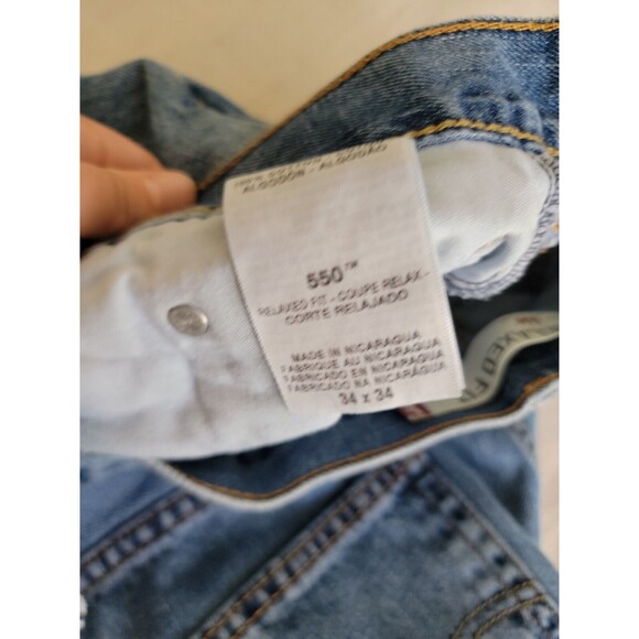 Levis 550 Mens Jeans 34x33 Relaxed Cotton Blue Mid Rise Tapered VTG 90s Y2K - Picture 12 of 16